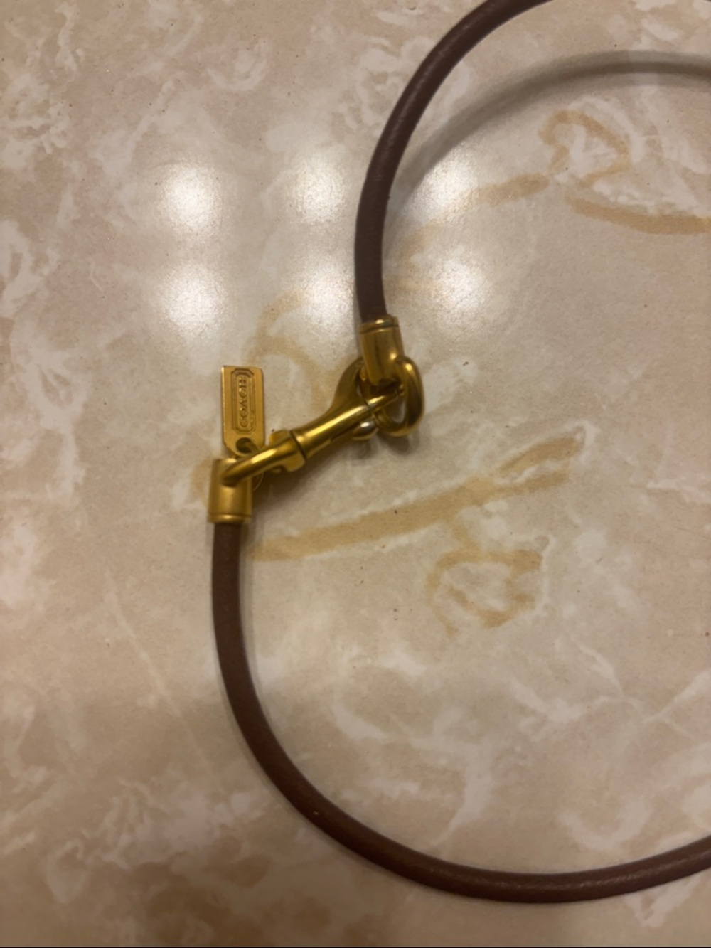 Coach Brown Leather Necklace with Gold Heart Pendant - Picture 4 of 5